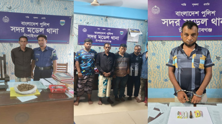 চাঁপাইনবাবগঞ্জ পুলিশের  বিশেষ অভিযানে ৮ আসামি গ্রেপ্তার