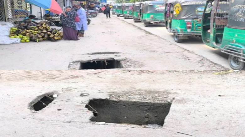 নকলা শহরে খোলা ম্যানহোলে দুর্ঘটনার শঙ্কা, দ্রুত সংস্কারের দাবি স্থানীয়দের