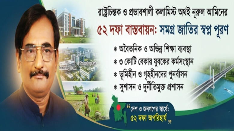 রাষ্ট্রচিন্তক প্রভাবশালী কলামিস্ট,অথই নূরুল আমিনের ৫২ দফা  বাস্তবায়ন হলে সমগ্র জাতির স্বপ্ন পূরণ হবে