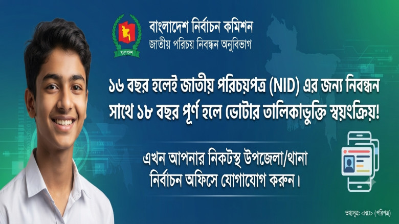 ১৬ বছর হলেই এখন জাতীয় পরিচয়পত্রের জন্য নিবন্ধন: ১৮ বছর বয়সে স্বয়ংক্রিয়ভাবে ভোটার তালিকাভুক্তি